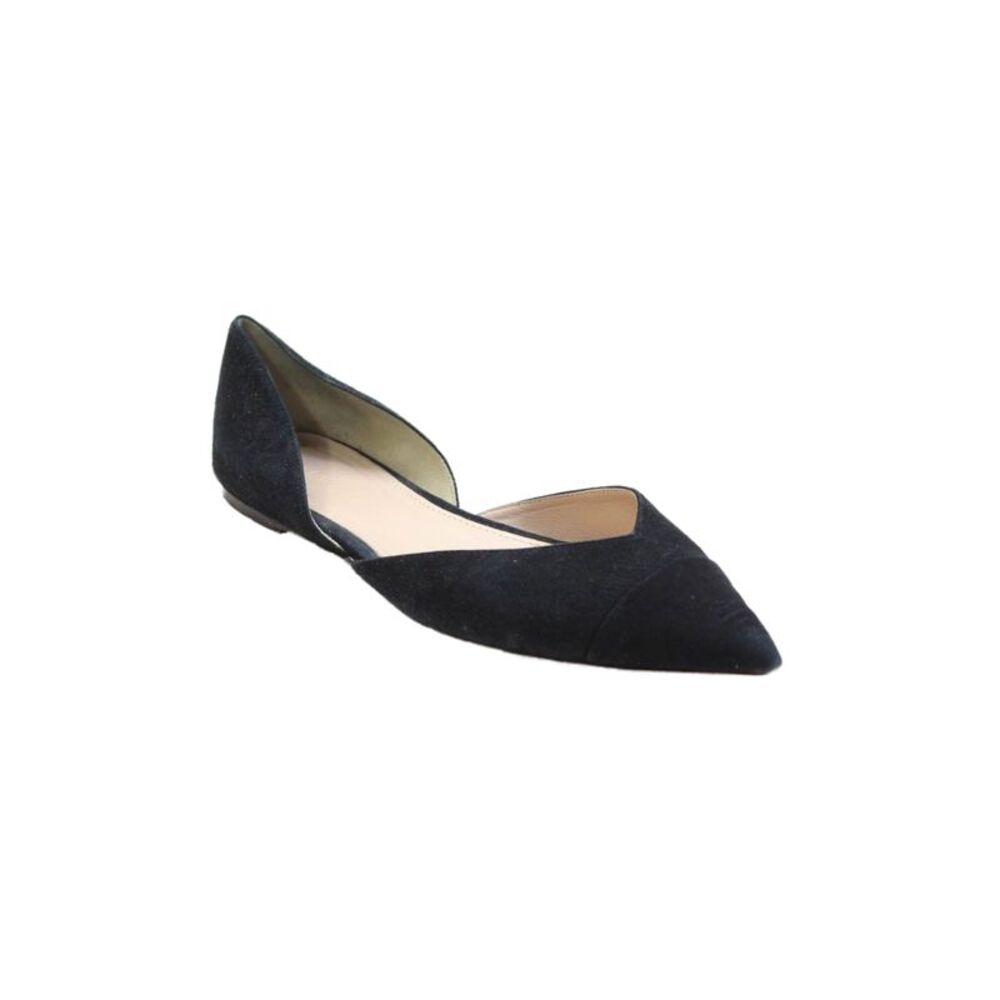 J Crew Womens Suede Pointed Toe D-Orsay Slip On Flats Solid Black Size 9